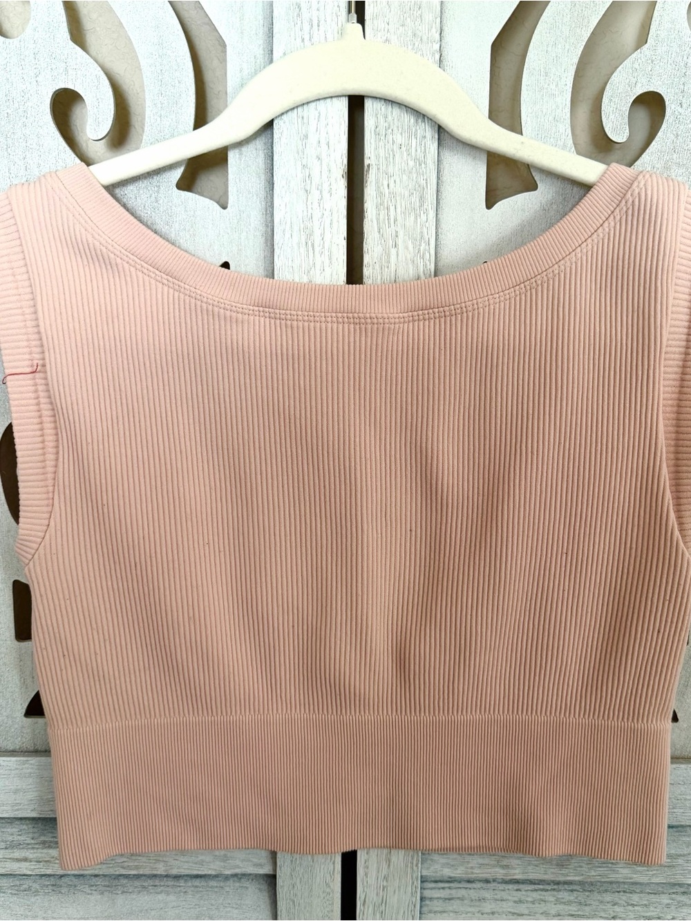 Offline Aerie Peach Backless Ribbed Crop Athletic Tank SZ L